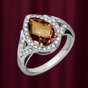 Gianni Lazzaro Jewellery Weissgoldring mit Diamanten und Rauchtopaz