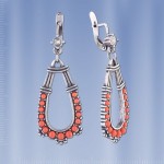  Серьги "Гюксель" с кораллом