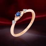 Goldring mit Brillanten, Saphire 