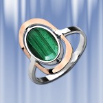 Ring mit Malachit. Silber & Gold