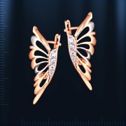 Серьги золотые "Крыло бабочки". Русское золото