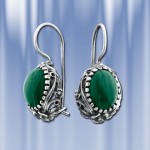 Ohrringe mit Malachit. Silber 925°