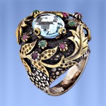 Кольцо серебряное с топазом. Рубины & Изумруды