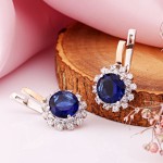 Серьги из серебра 925 пробы с золотом Фианиты