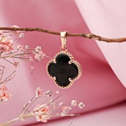 Goldanhänger 585 Rotgold mit Onyx 12 mm