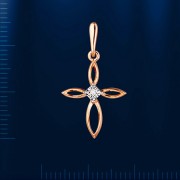 Kreuzanhaenger mit Diamant Russisches Gold 585