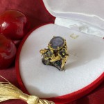 Vergoldeter Silberring mit Amethyst