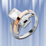 Russische Silber und Gold Ring mit Zirkon