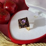 Vergoldeter Silberring mit Amethyst & Granat