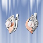 Russische Silber und Gold Ohrringe mit Perlen