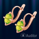 Russische Ohrringe Rotgold mit Chrysolith
