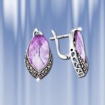 Silberohrringe mit Amethyst, Markasit