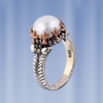  Silberring mit Perle & Smaragd