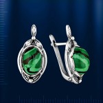 Russisches Silber Ohrringe mit Malachit
