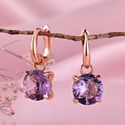 Vergoldete Silberohrringe mit Amethyst