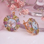 Goldene Ohrringe "Edelsteine"