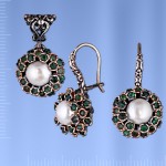 Silberset mit Perle & Smaragden