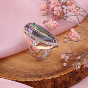 Silberring mit Rotgold, Zirkonia & Chamaeleon