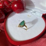 Vergoldeter Silberring mit gruenem Achat