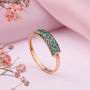  Золотое кольцо. Зелёный бриллиант & изумруд. 