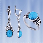 Bijouterie Ohrringe & Ring Tuerkis 