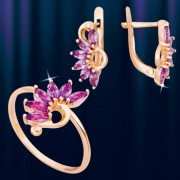 Juwelier Set aus Rotgold 585° mit Amethyst