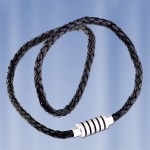 Шнур кожаный с серебряными концевиками и замком