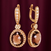 Earrings mit Diamanten und Rauchtopaz