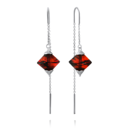 Silberohrringe zum Durchziehen. Bernstein