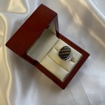Серебряное кольцо-печатка. Оникс & тигровый глаз