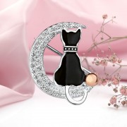 Silberbrosche mit Gold "Kaetzchen". Zirkonia