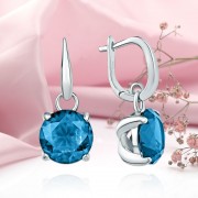 Серебряные серьги-подвески. Топаз