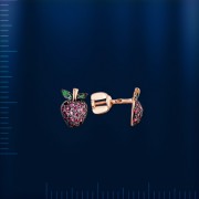 Ohrstecker mit Rubin &  Smaragd. Rotgold