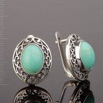 Russisches Silber Ohrringe mit Tuerkis