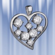 Подвеска "Сердечко" из серебра с цирконом