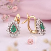 Goldohrringe "Grazia". Diamanten & Smaragd