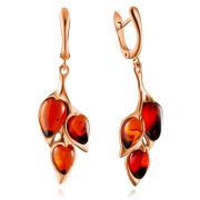 Vergoldete Silberohrhänger mit Bernstein