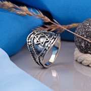 Серебряное кольцо-печатка "Звезда Давида"