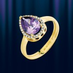 Goldring mit Amethyst & Zirkonia.