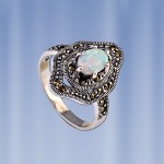  Silberring mit Opal & Marcasit