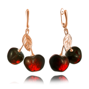 Vergoldete Silberohrhaenger "Kirschen"