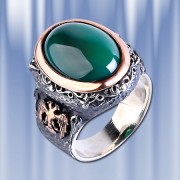 Мужское кольцо с хризопразом, серебро 925