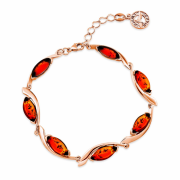 Vergoldetes Silberarmband 925 mit Bernstein