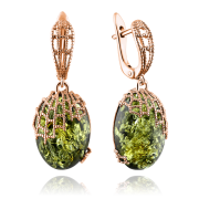 Vergoldete Silberohrhaenger. Bernstein