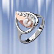 Russische Silber und Gold Ring mit Perlen