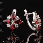 Серебряные серьги Гейша. Гранат