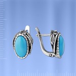 Russisches Silber Ohrringe mit Tuerkis