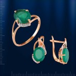 Гарнитур с хризопразом. Русское золото