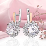 Серебряные серьги с золотом. Цирконий