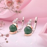 Купить серьги из серебра в Германии. Нефрит и фианиты